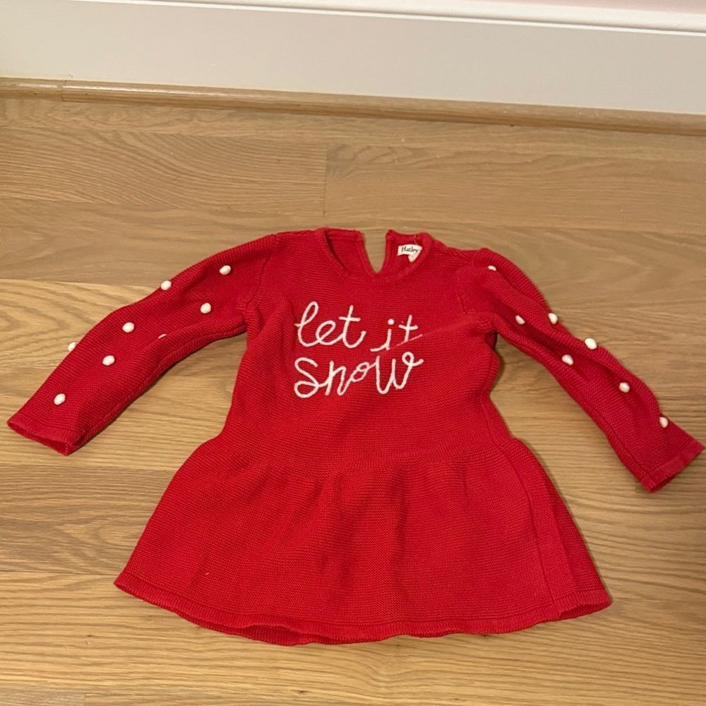 Hatley Red Knit long sleeve dress 18-24M